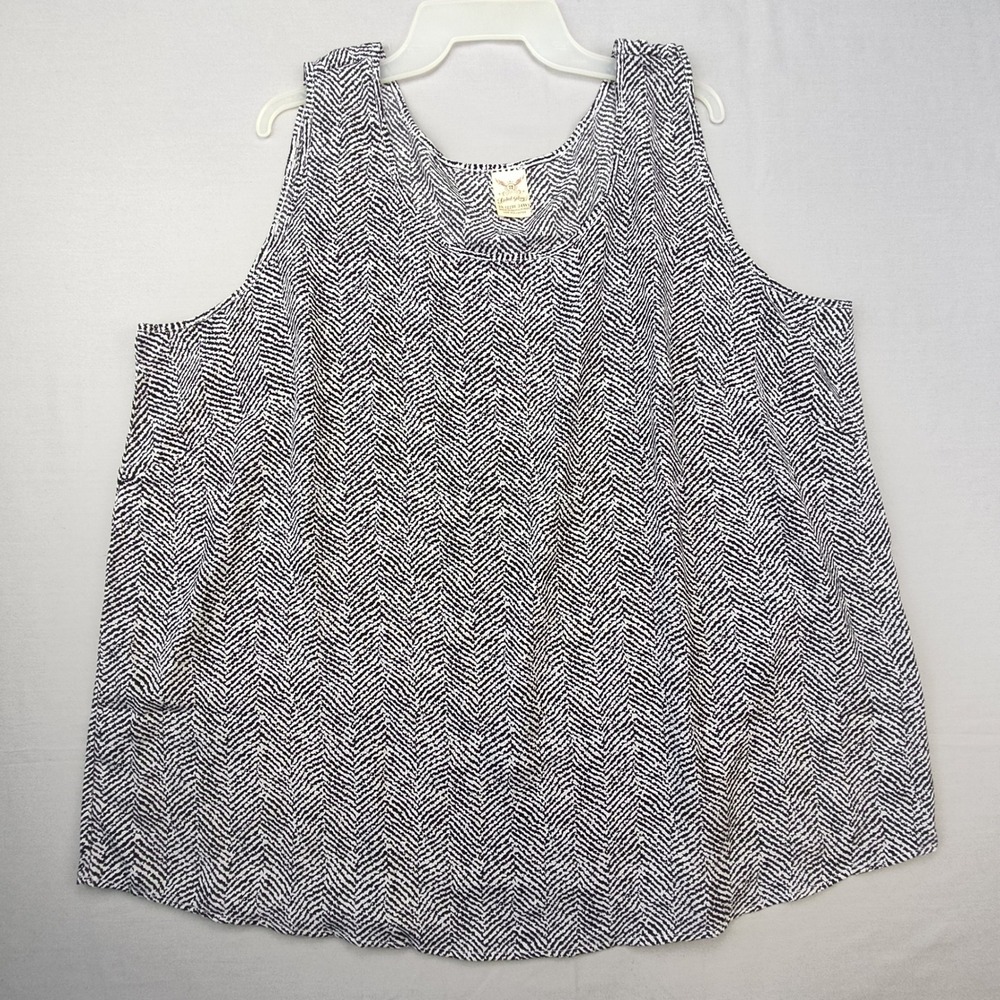 Faded Glory Tank Top Womens 3X Black White Chevron FGW26417PR Zig Zag Sleeveless